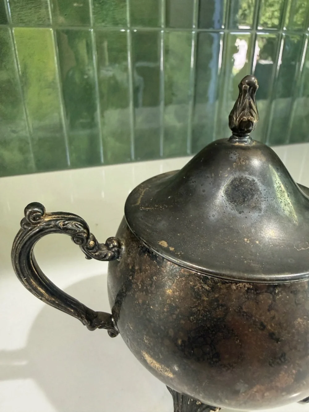 Oneida Antique Silverplate Footed Sugar Bowl